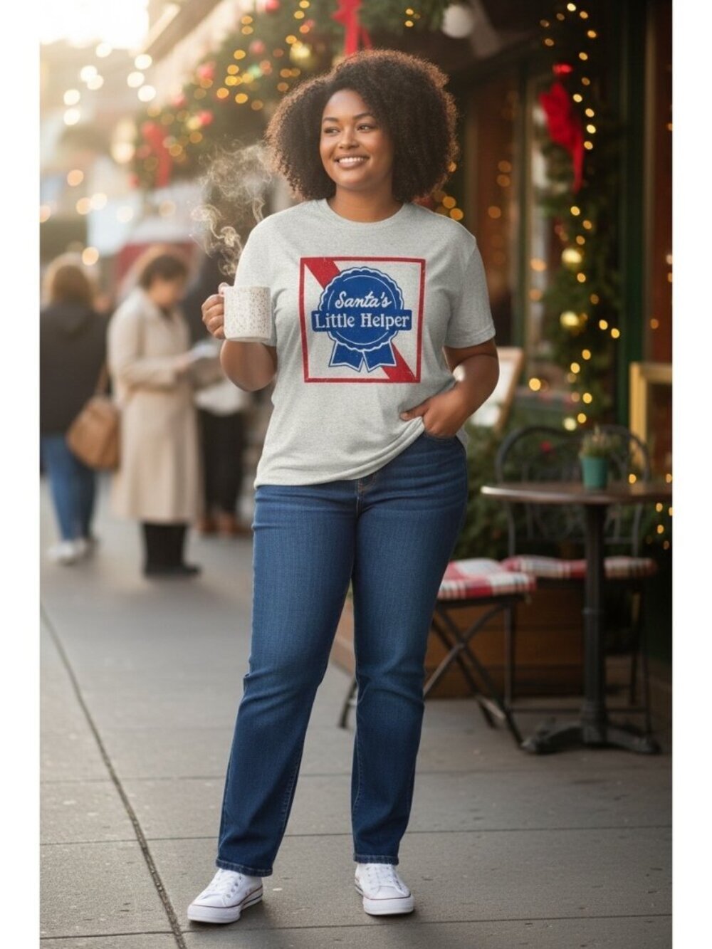 Oliver & Otis Women's Santa's Helper Gray T-shirt